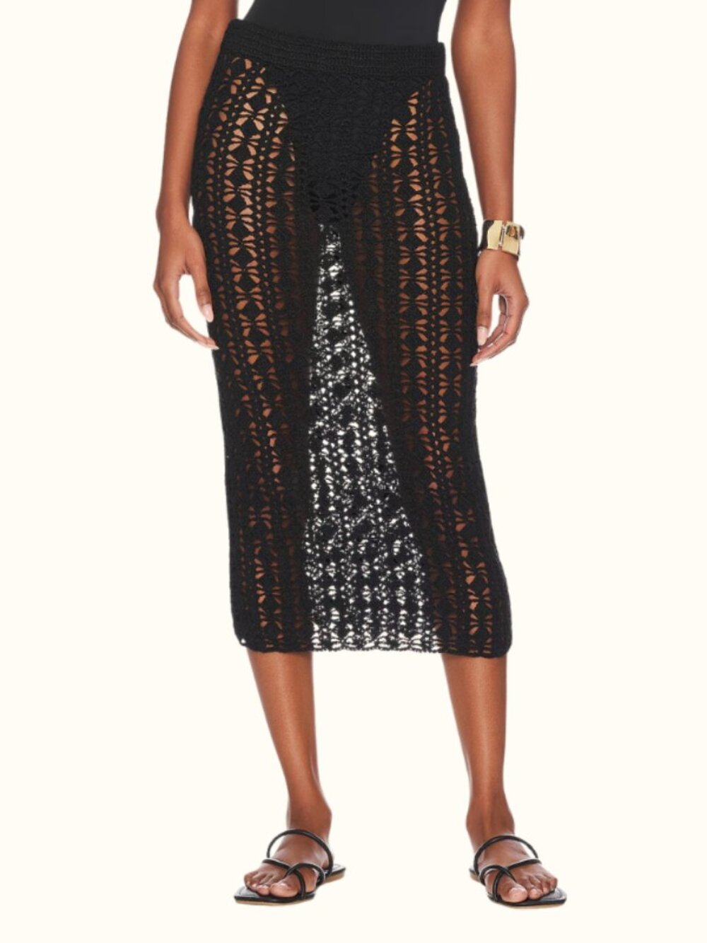 L'Academie Crochet Midi Cover Up Skirt